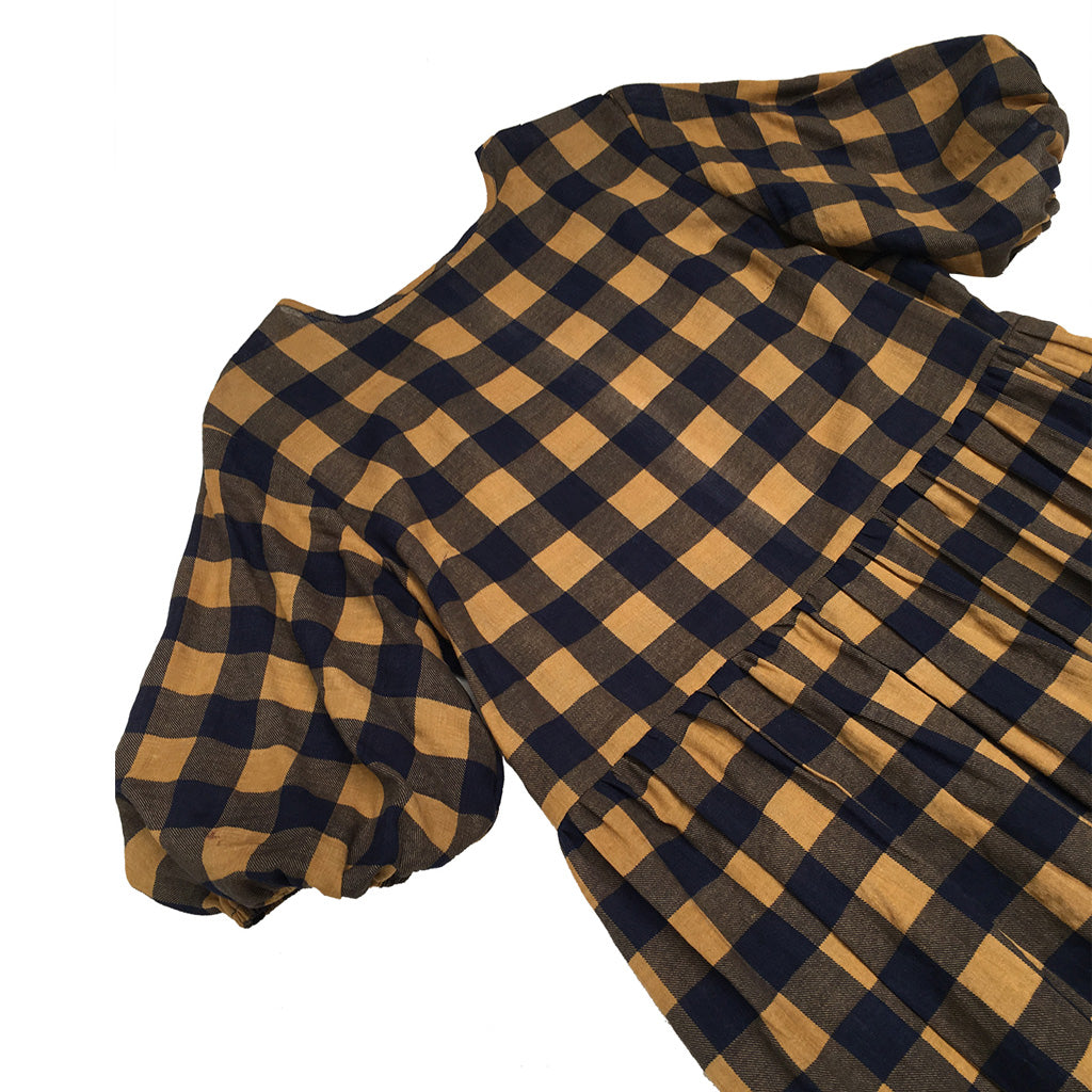 Ya-Ya Dress | Navy+Gold Check