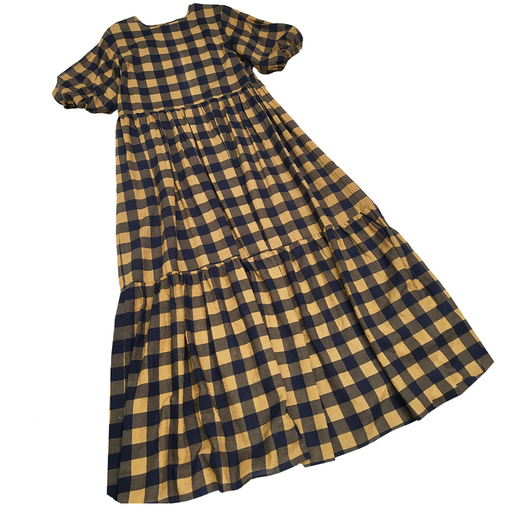 Ya-Ya Dress | Navy+Gold Check