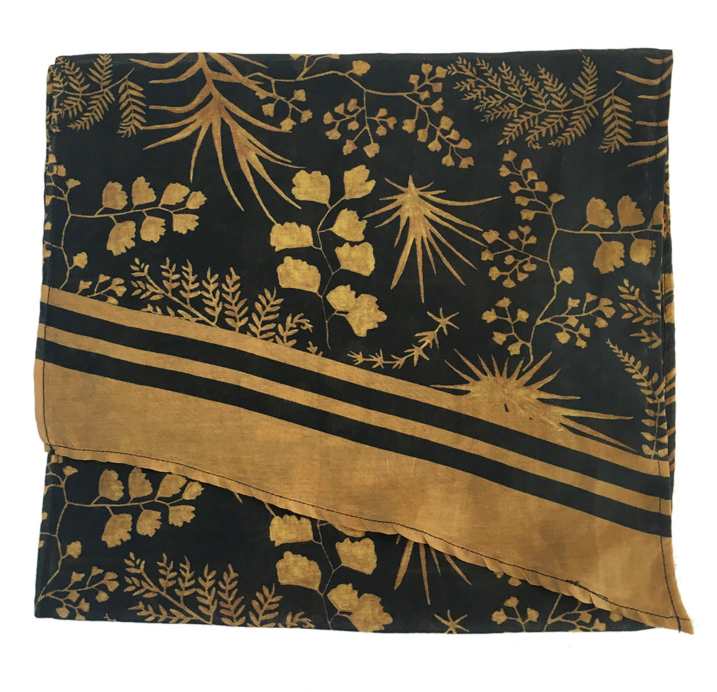 Golden Ferns | Silk Scarf