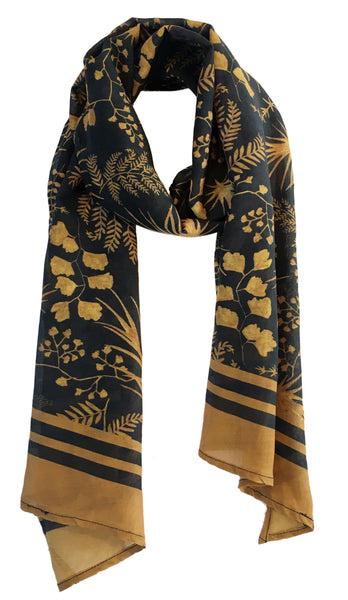 Golden Ferns | Silk Scarf