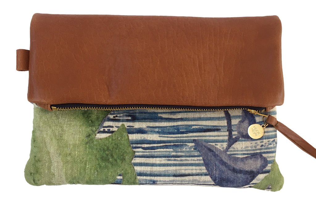 Monstera Blue | Reversible Clutch