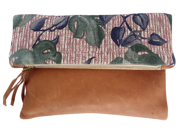 Monstera Pink | Reversible clutch